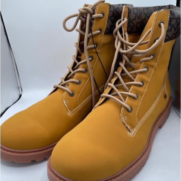 DKNY Men/Women Ankle Tan Boots Lace Up Style With Logo Size US 8 - Picture 3 of 3